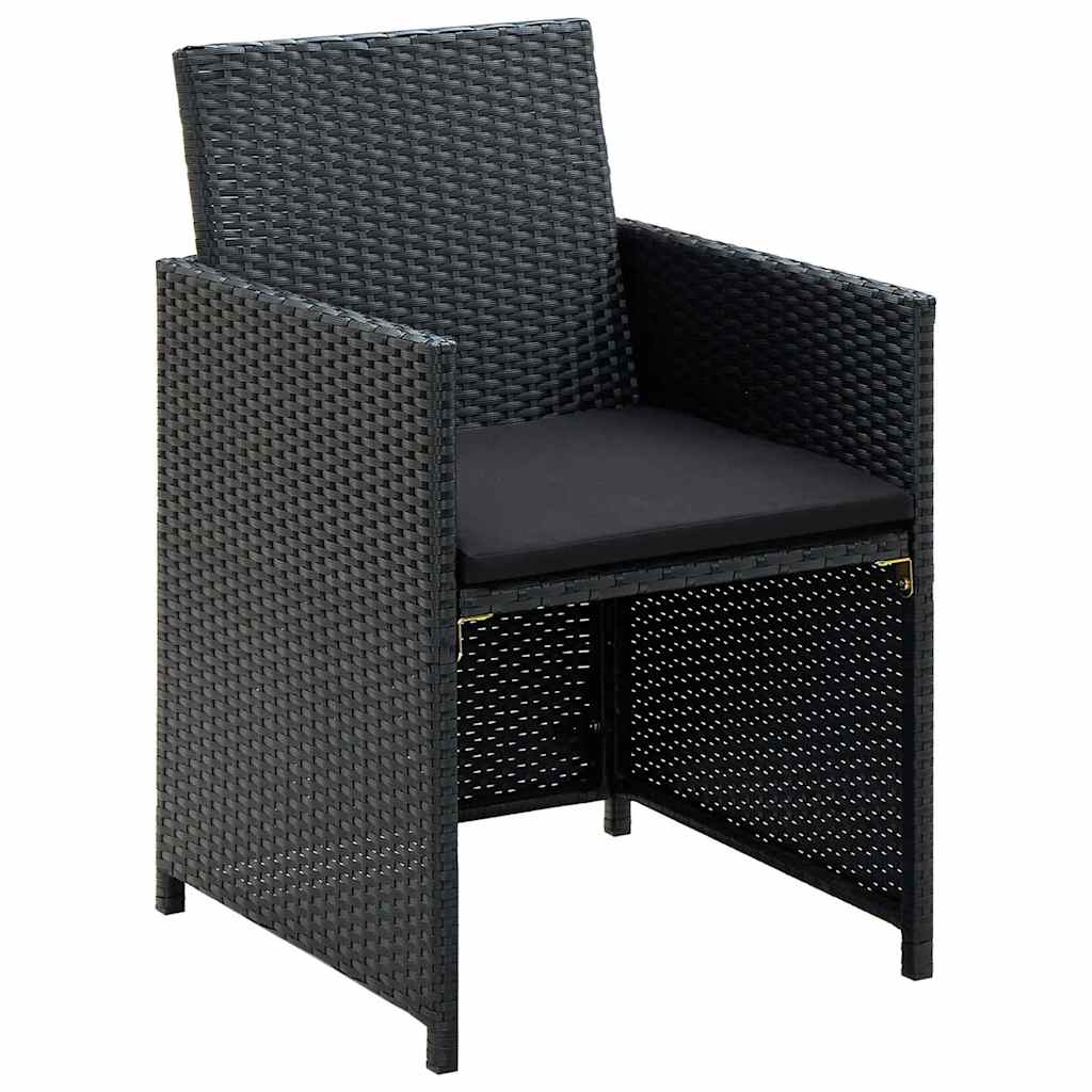 vidaXL 4-delige Loungeset met kussens poly rattan zwart
