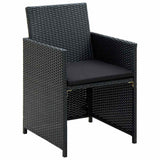 vidaXL 4-delige Loungeset met kussens poly rattan zwart