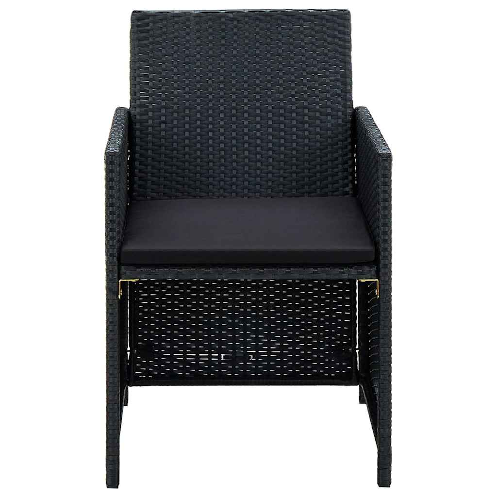 vidaXL 4-delige Loungeset met kussens poly rattan zwart