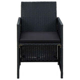 vidaXL 4-delige Loungeset met kussens poly rattan zwart