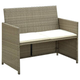vidaXL Tuinbank 2-zits met kussens poly rattan zwart