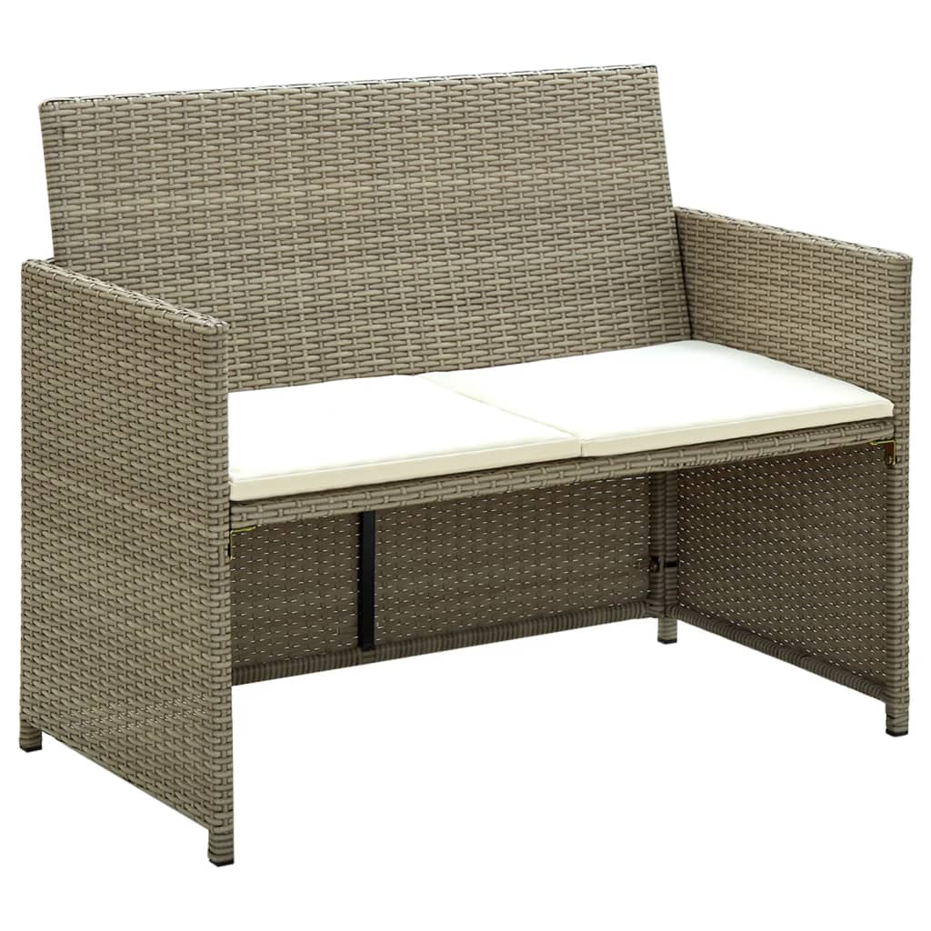 vidaXL Tuinbank 2-zits met kussens poly rattan zwart