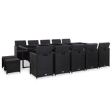 vidaXL 11-delige Tuinset met kussens poly rattan zwart