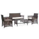 vidaXL 4-Piece Poly Rattan Lounge Set with Cushions Black