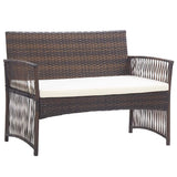 vidaXL 4-Piece Poly Rattan Lounge Set with Cushions Black