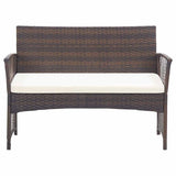 vidaXL 4-Piece Poly Rattan Lounge Set with Cushions Black