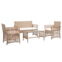 vidaXL 4-Piece Poly Rattan Lounge Set with Cushions Black