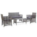 vidaXL 4-Piece Poly Rattan Lounge Set with Cushions Black