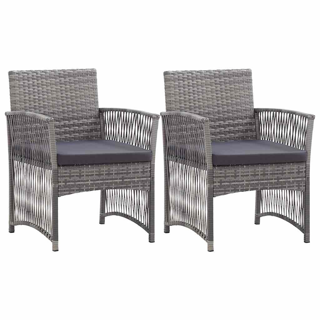 vidaXL Tuinstoelen met kussens 2 st poly rattan zwart