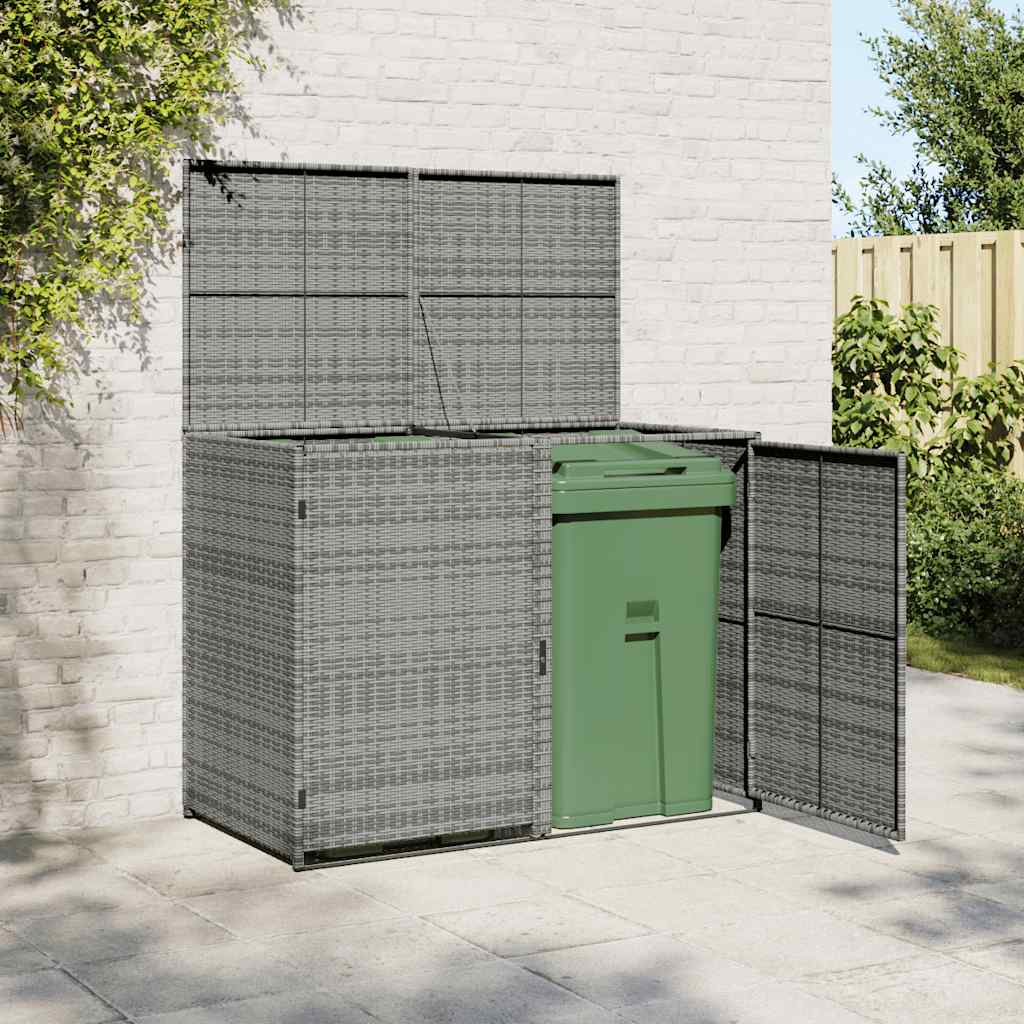 vidaXL Containerberging dubbel 148x80x111 cm poly rattan zwart