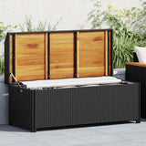 vidaXL Opbergbankje 100x50x52 cm poly rattan en acaciahout zwart