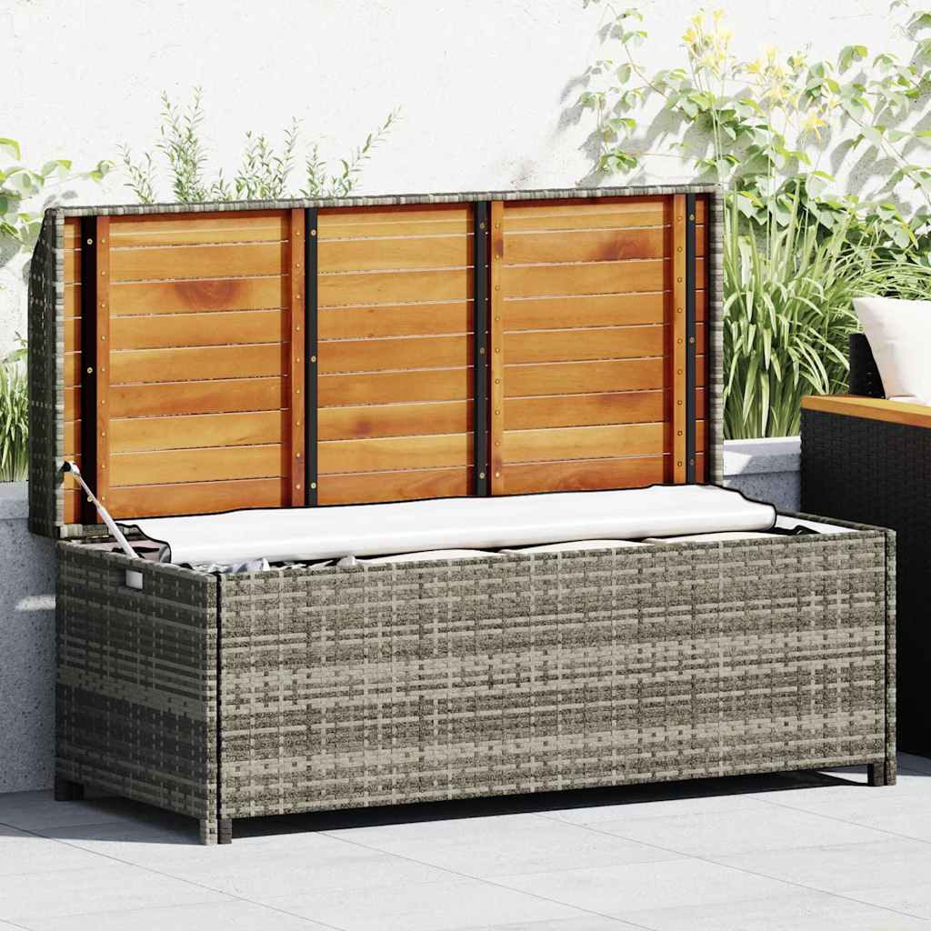 vidaXL Opbergbankje 100x50x52 cm poly rattan en acaciahout zwart