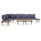 vidaXL Loungeset 7-zits met kussens massief acaciahout bruin