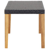 vidaXL Garden bench 120 cm poly rattan and solid acacia wood black