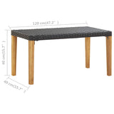 vidaXL Garden bench 120 cm poly rattan and solid acacia wood black