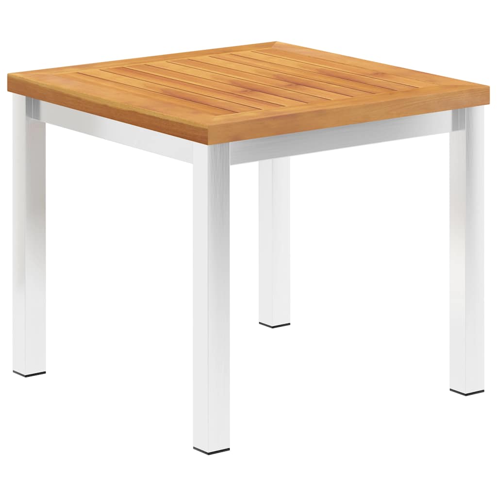 vidaXL Garden Side Table 45x45x38 cm Solid Acacia Wood Stainless Steel