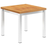 vidaXL Garden Side Table 45x45x38 cm Solid Acacia Wood Stainless Steel