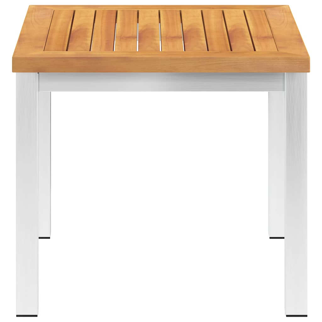 vidaXL Garden Side Table 45x45x38 cm Solid Acacia Wood Stainless Steel