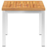 vidaXL Garden Side Table 45x45x38 cm Solid Acacia Wood Stainless Steel