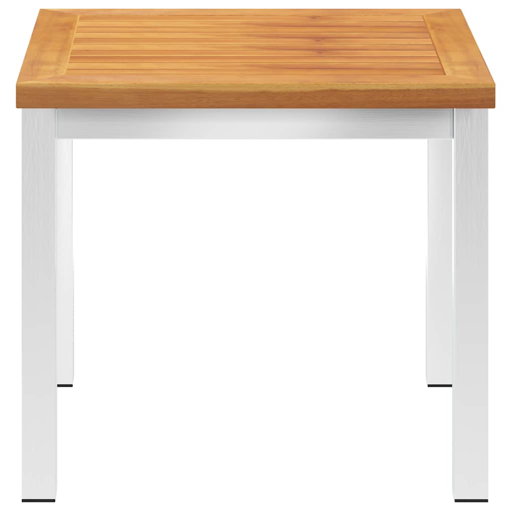 vidaXL Garden Side Table 45x45x38 cm Solid Acacia Wood Stainless Steel