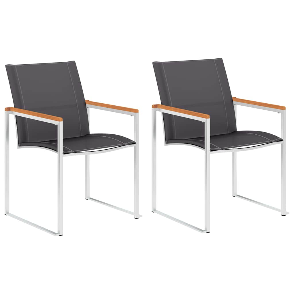 vidaXL Tuinstoelen 4 st textileen en roestvrij staal grijs