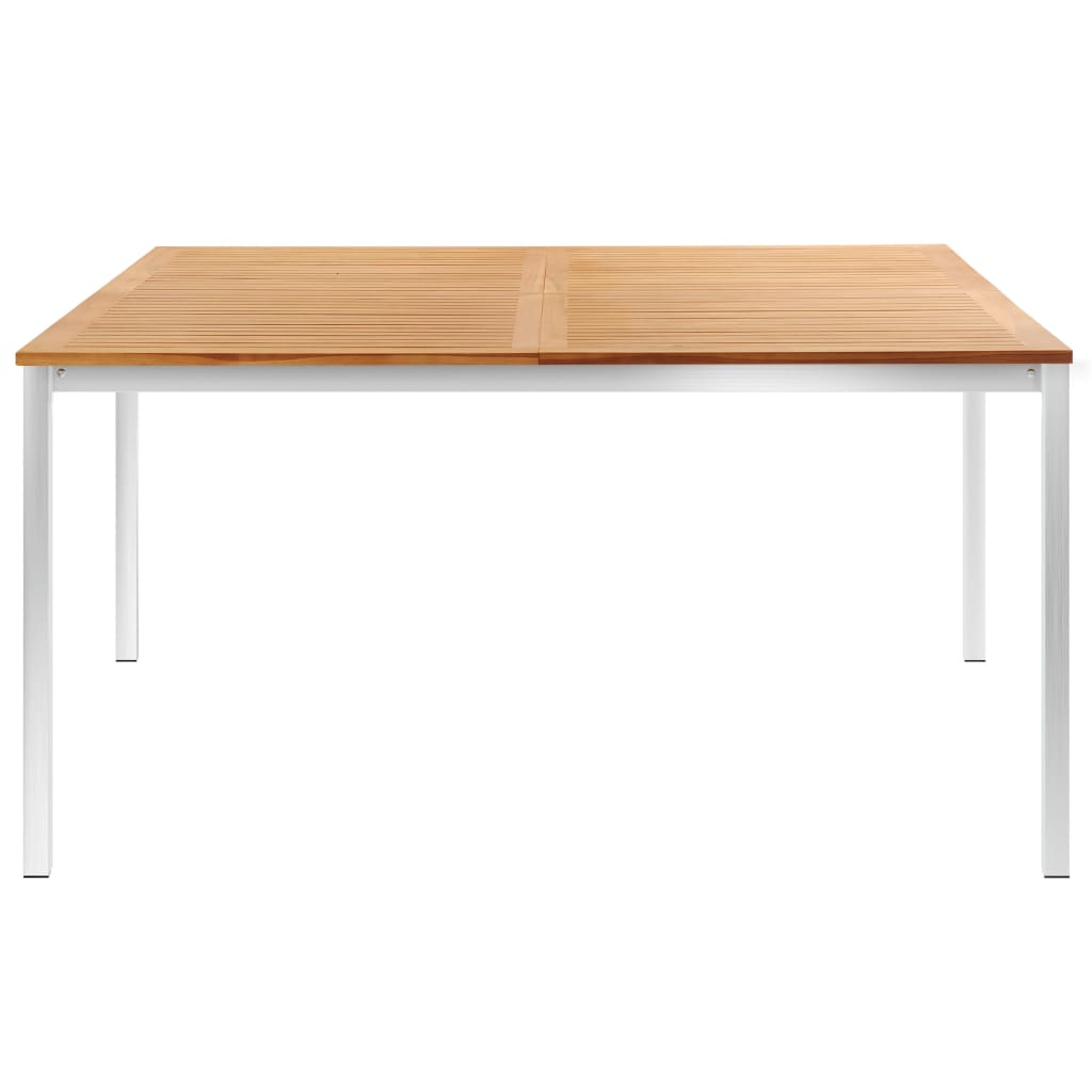vidaXL Tuintafel 140x80x75 cm massief teakhout en roestvrij staal