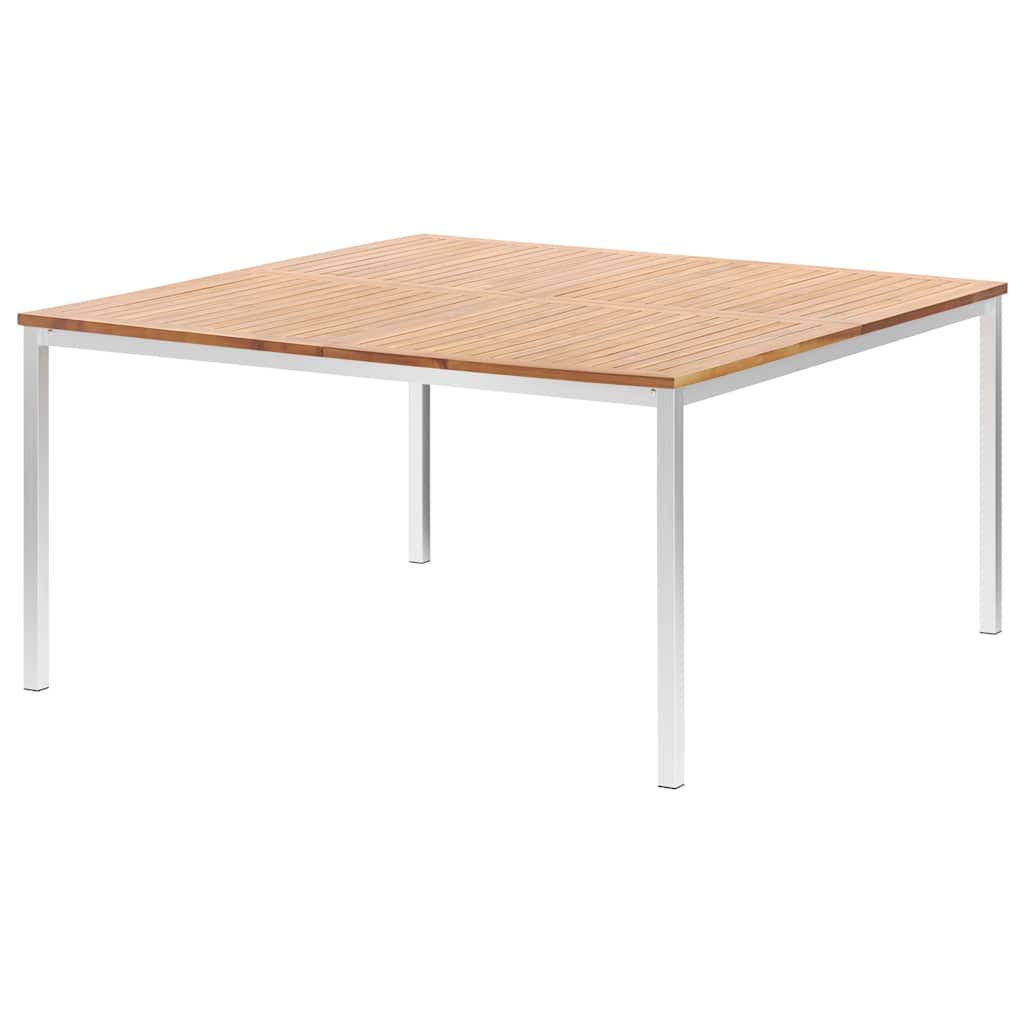 vidaXL Tuintafel 140x80x75 cm massief teakhout en roestvrij staal