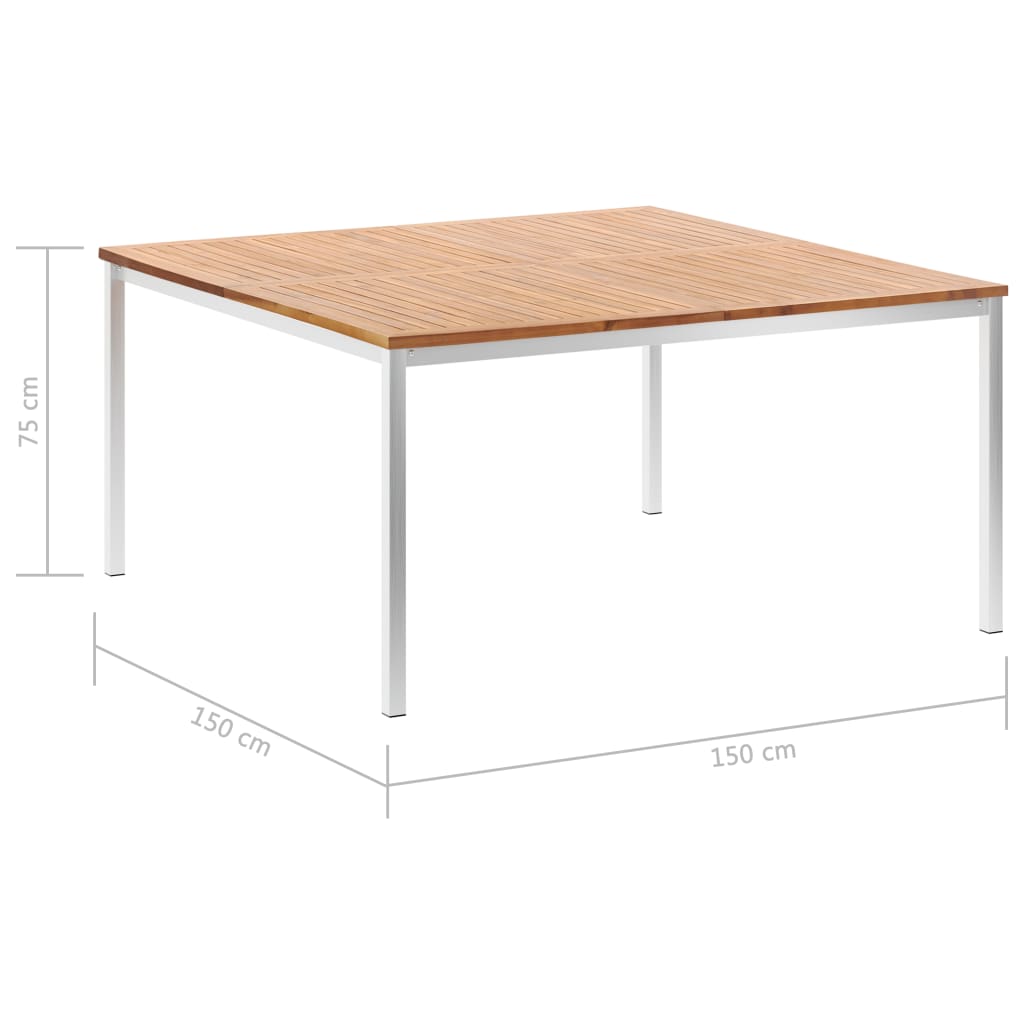 vidaXL Tuintafel 140x80x75 cm massief teakhout en roestvrij staal