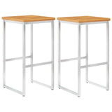 vidaXL Barstoelen 2 st massief acaciahout en roestvrij staal