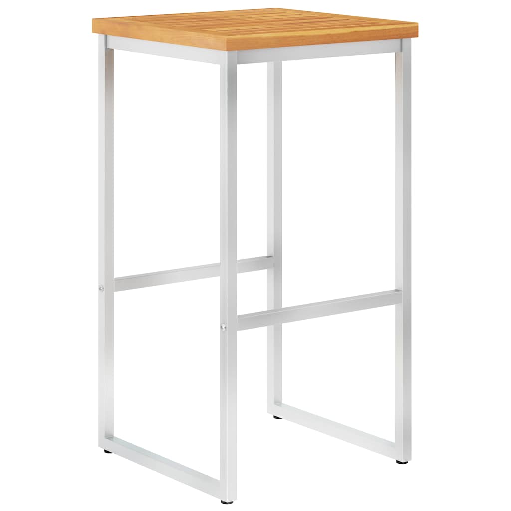 vidaXL Barstoelen 2 st massief acaciahout en roestvrij staal