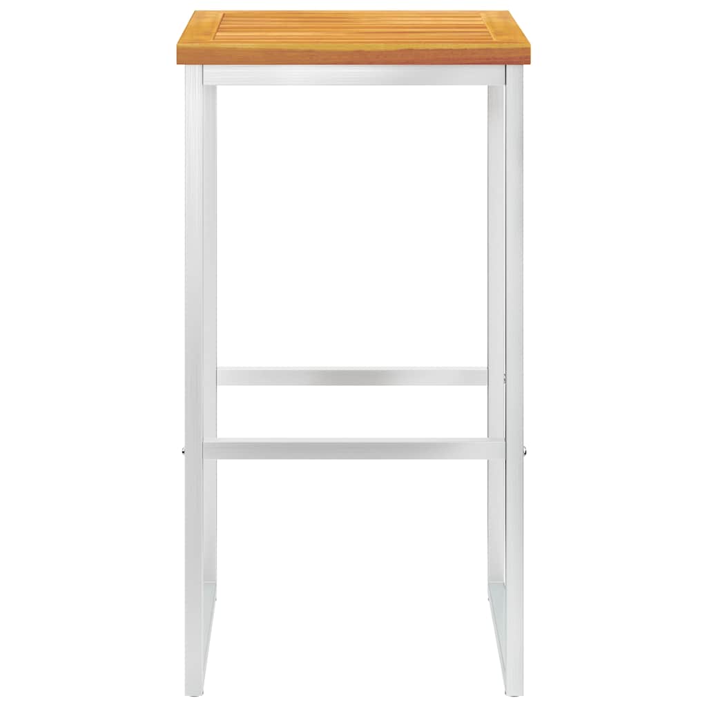 vidaXL Barstoelen 2 st massief acaciahout en roestvrij staal