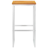 vidaXL Barstoelen 2 st massief acaciahout en roestvrij staal