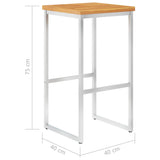 vidaXL Barstoelen 2 st massief acaciahout en roestvrij staal