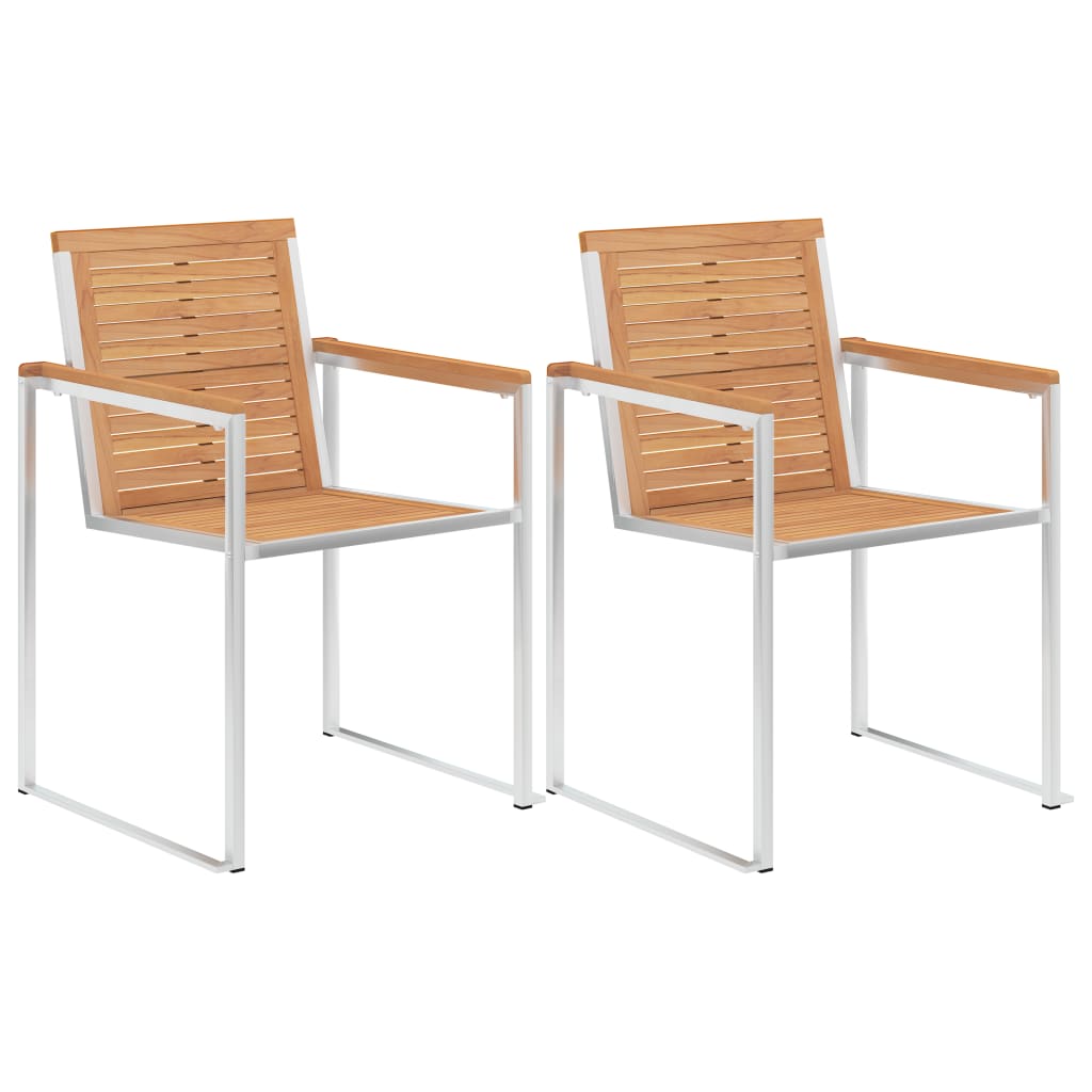 vidaXL Garden chairs 4 pcs solid acacia wood and stainless steel