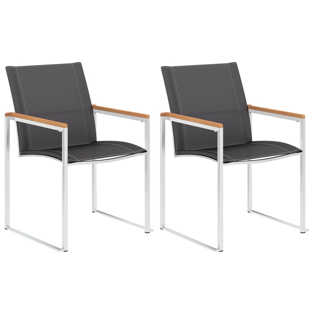 vidaXL Tuinstoelen 4 st textileen en roestvrij staal grijs