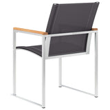 vidaXL Tuinstoelen 4 st textileen en roestvrij staal grijs