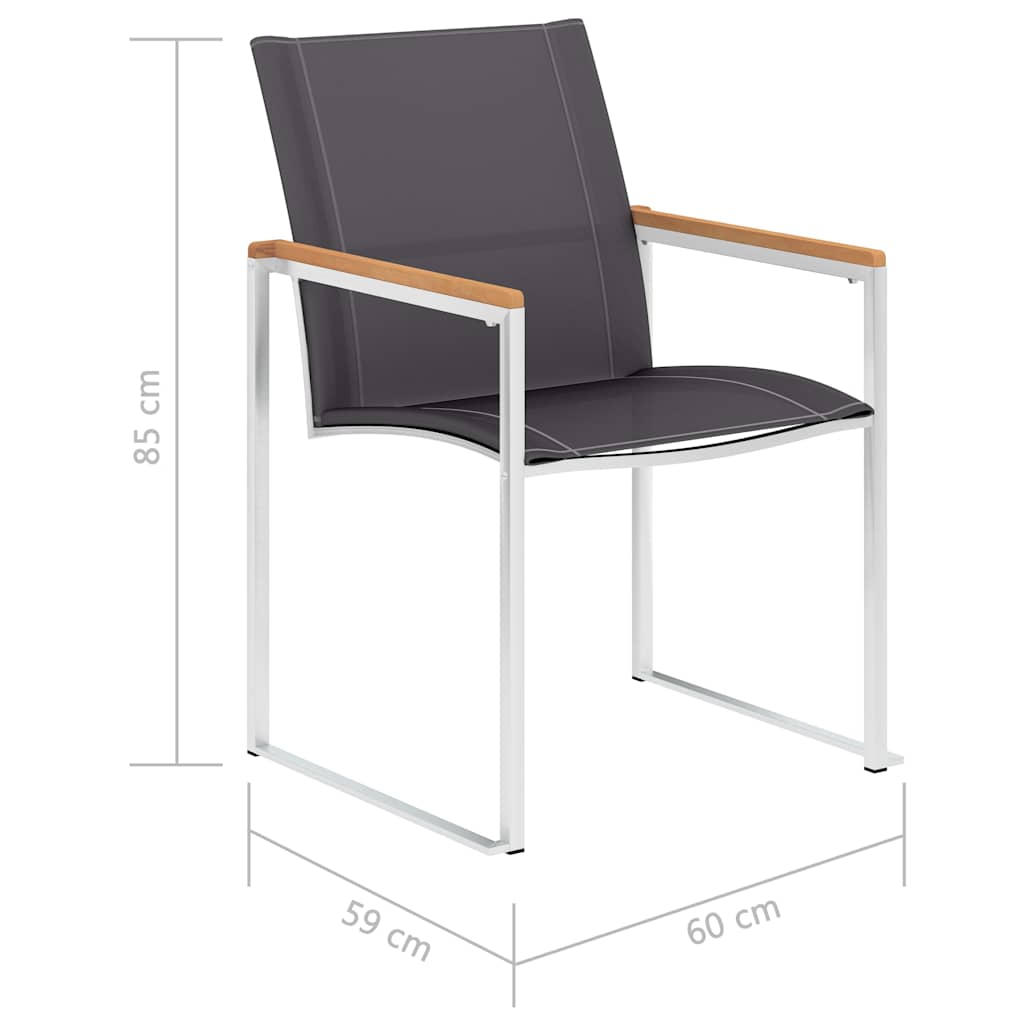 vidaXL Tuinstoelen 4 st textileen en roestvrij staal grijs