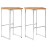 vidaXL Barstoelen 2 st massief acaciahout en roestvrij staal
