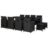 vidaXL 5-delige Tuinset met kussens poly rattan zwart