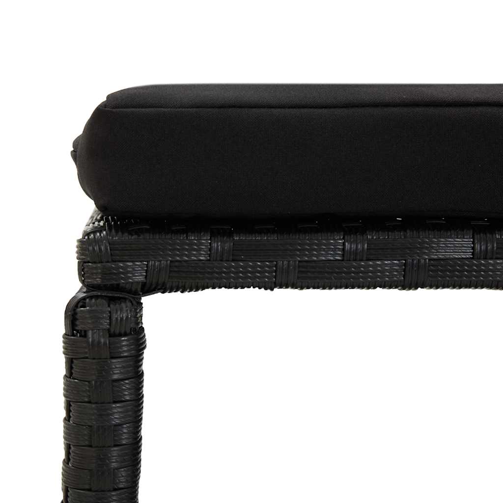 vidaXL 5-delige Tuinset met kussens poly rattan zwart