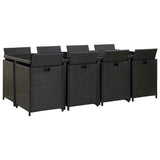 vidaXL 5-delige Tuinset met kussens poly rattan zwart