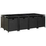 vidaXL 5-delige Tuinset met kussens poly rattan zwart