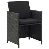 vidaXL 5-delige Tuinset met kussens poly rattan zwart