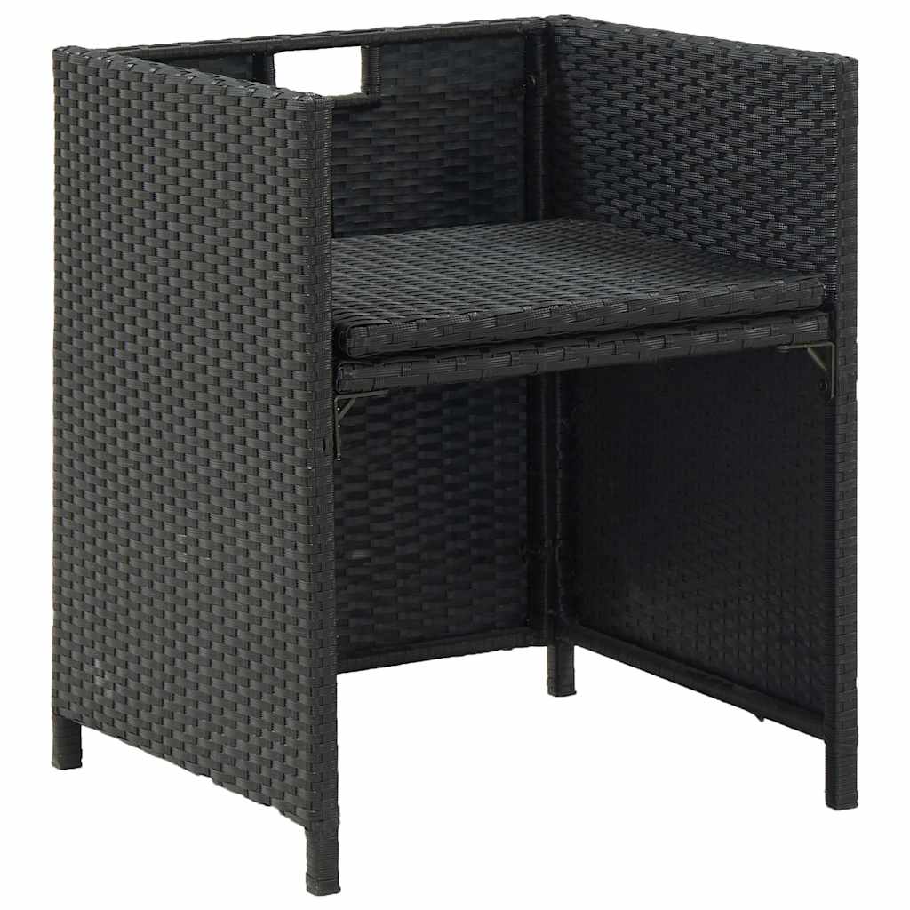 vidaXL 5-delige Tuinset met kussens poly rattan zwart