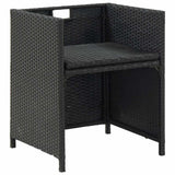 vidaXL 5-delige Tuinset met kussens poly rattan zwart