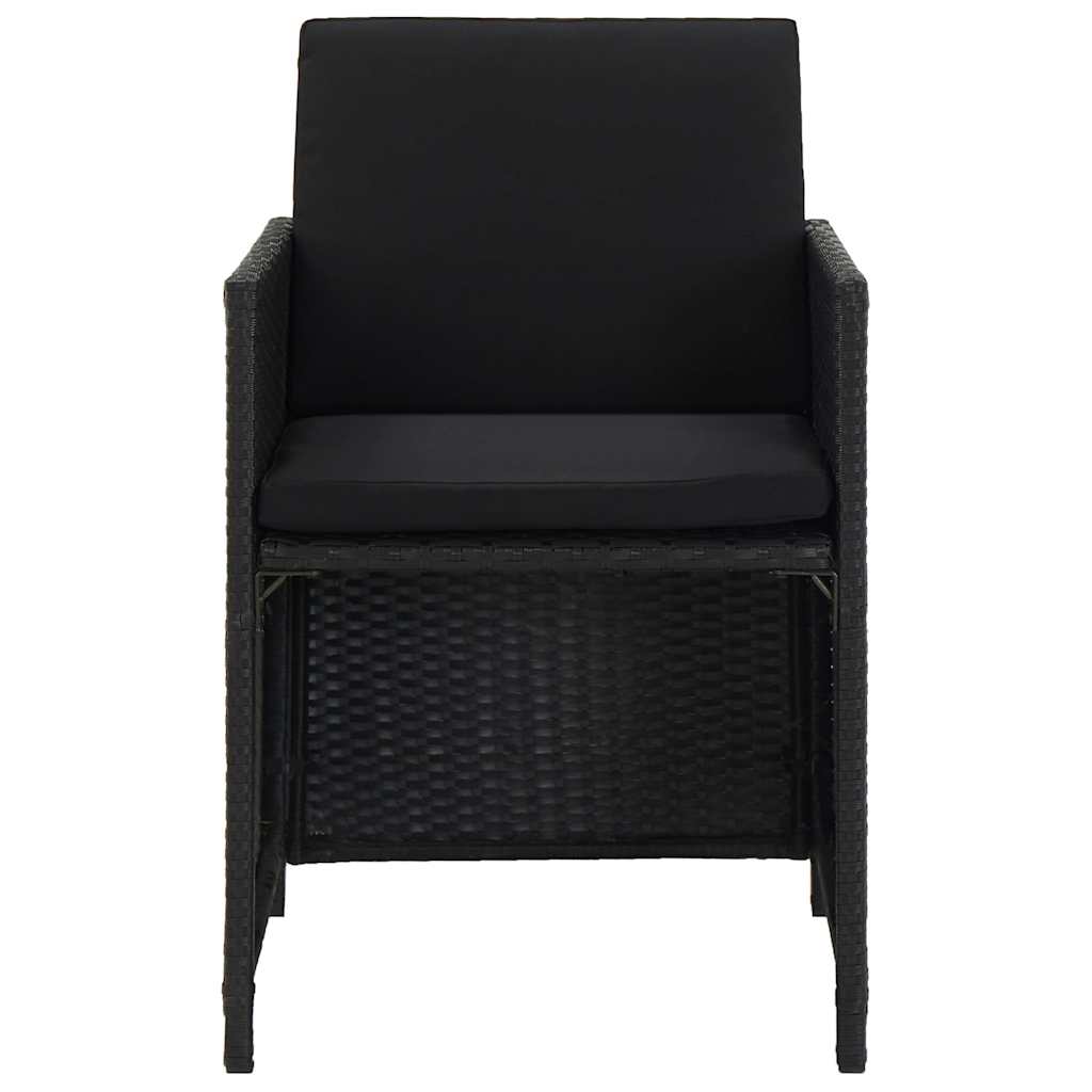 vidaXL 5-delige Tuinset met kussens poly rattan zwart