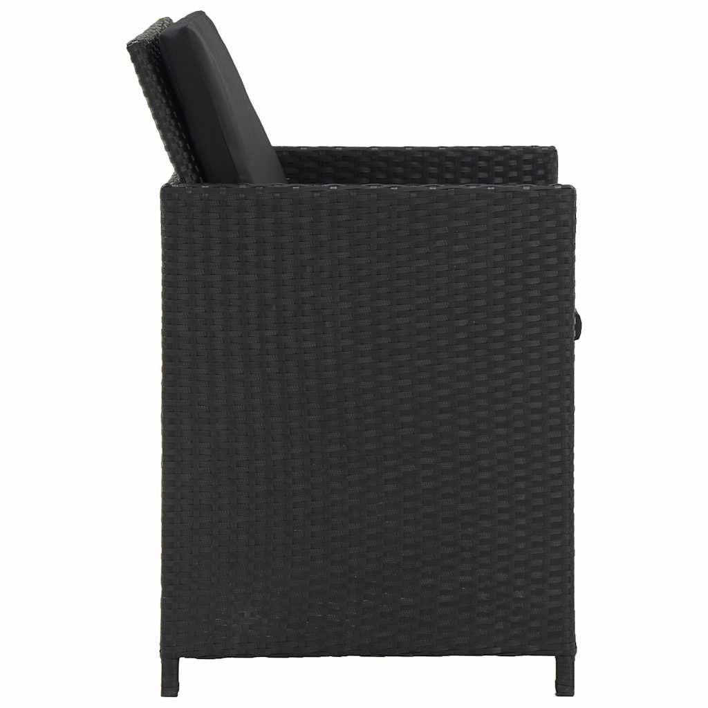 vidaXL 5-delige Tuinset met kussens poly rattan zwart
