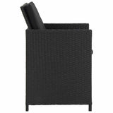 vidaXL 5-delige Tuinset met kussens poly rattan zwart