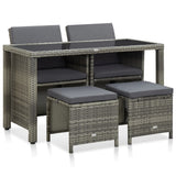 vidaXL 5-delige Tuinset met kussens poly rattan bruin
