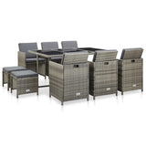 vidaXL 5-delige Tuinset met kussens poly rattan bruin